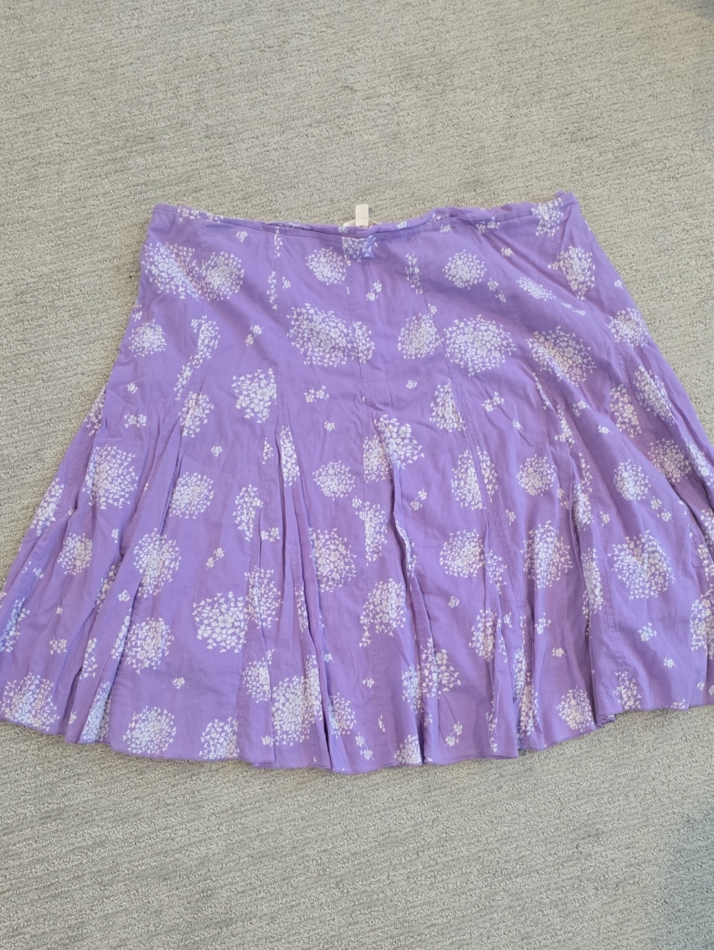 Coldwater Creek Lavender Floral Circle Skirt 100% Cotton Fully Lined